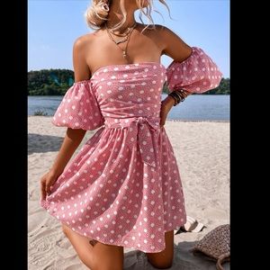 SHEIN Polka Dot Off Shoulder dress